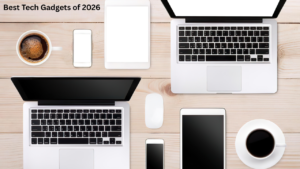AI laptop with advanced NPU processor showcasing one of the best tech gadgets of 2026 for productivity and creative work.