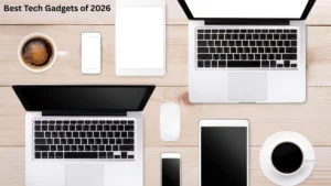 AI laptop with advanced NPU processor showcasing one of the best tech gadgets of 2026 for productivity and creative work.