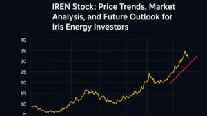 IREN stock forecast 2030 showing AI data centers, Bitcoin mining operations, and long-term stock price analysis.