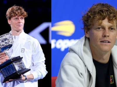 Jannik Sinner celebrates after reaching the Wimbledon 2026 men's singles quarterfinal.