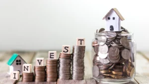 Saving vs investing illustration showing emergency savings, investments, and long-term financial planning.