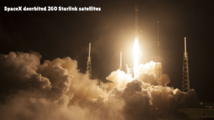 Illustration of SpaceX Starlink satellites orbiting Earth before a controlled deorbit as part of the company's network modernization.
