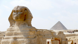 Ancient Egyptian Archaeology site with pyramids and archaeological excavation