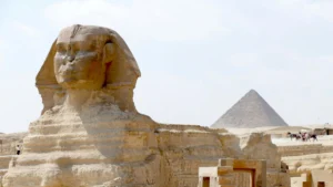 Ancient Egyptian Archaeology site with pyramids and archaeological excavation