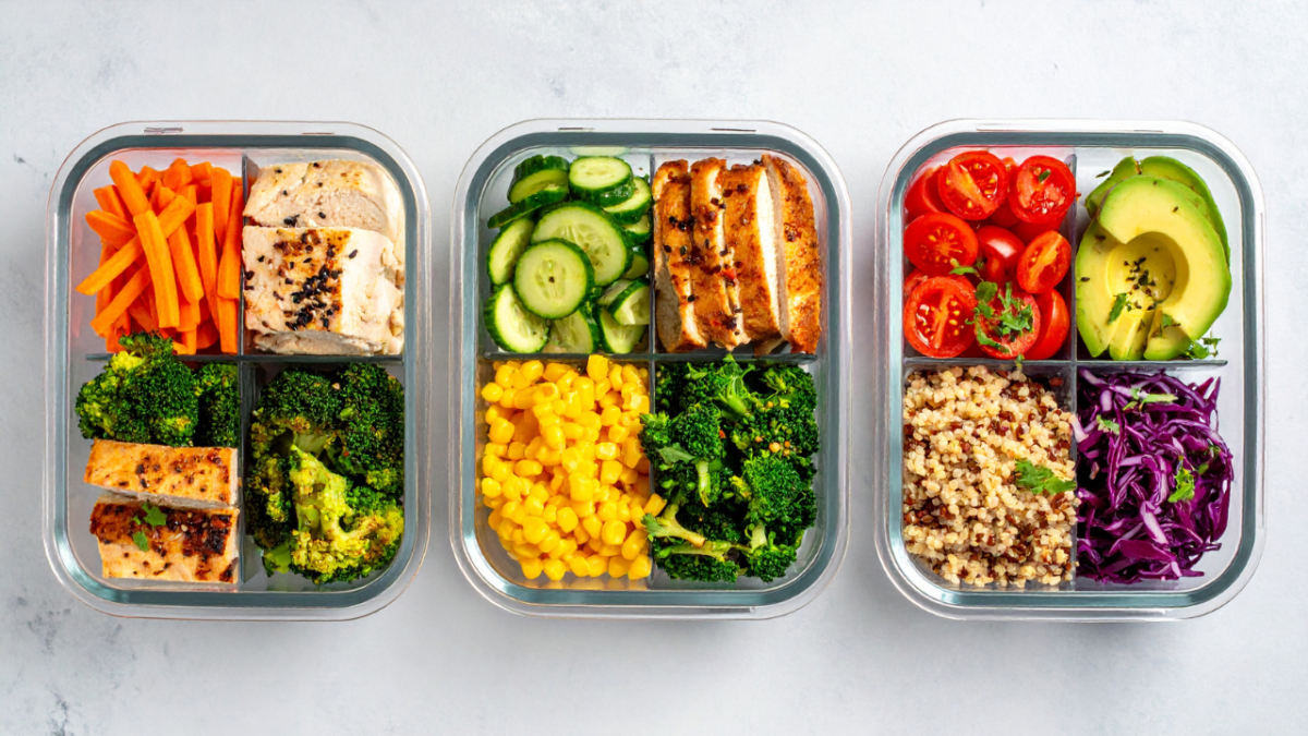 Meal prep for beginners showing easy homemade meals for the week