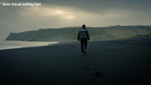 Person following solo travel safety tips before an international journey