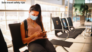 Traveler keeping passport and money secure during solo travel