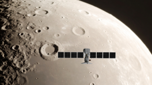 SpaceX satellite hits Moon concept with a spacecraft impact on the far side of the Moon.