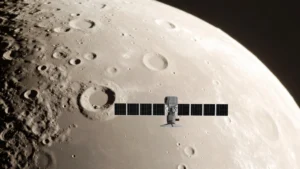 SpaceX satellite hits Moon concept with a spacecraft impact on the far side of the Moon.