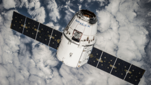 Rocket stage colliding with the Moon during a deep-space mission, illustrating the SpaceX satellite hits Moon story.