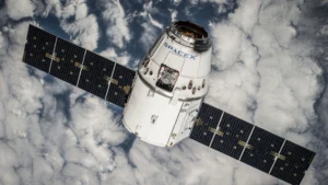 Rocket stage colliding with the Moon during a deep-space mission, illustrating the SpaceX satellite hits Moon story.