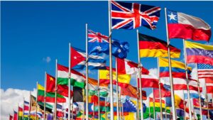 Diplomats meeting to discuss international relations and global cooperation