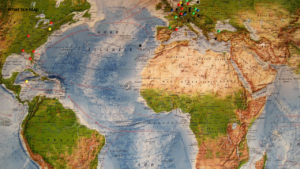 Political map showing countries and international boundaries