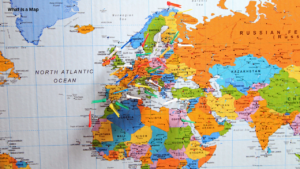 Road map showing highways, streets, and travel routes