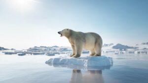 Climate Change Effects on Animals as polar bear faces melting sea ice