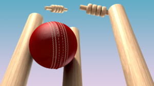 Close up of cricket bat and ball on the pitch with cricket formats explained