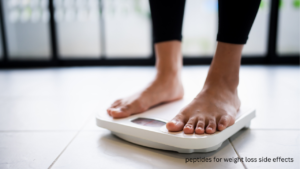 A healthcare professional explaining peptides for weight loss side effects to a patient.