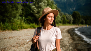 Female traveler staying safe while using public transportation abroad