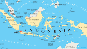 “Political map showing countries and international boundaries”