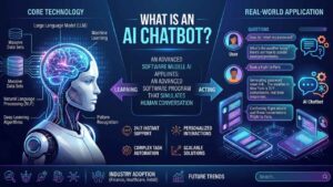 AI Agent vs Chatbot showing an AI chatbot responding to user messages