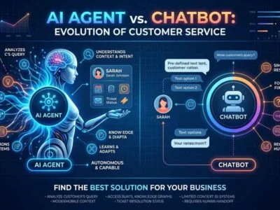 AI Agent vs Chatbot comparison showing how AI agents and chatbots work