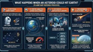 Asteroids and Planetary Defense β spacecraft approaching an asteroid in deep space