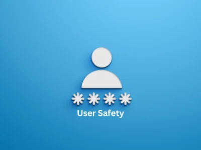 A clean infographic displaying core user safety features for mobile apps and websites.