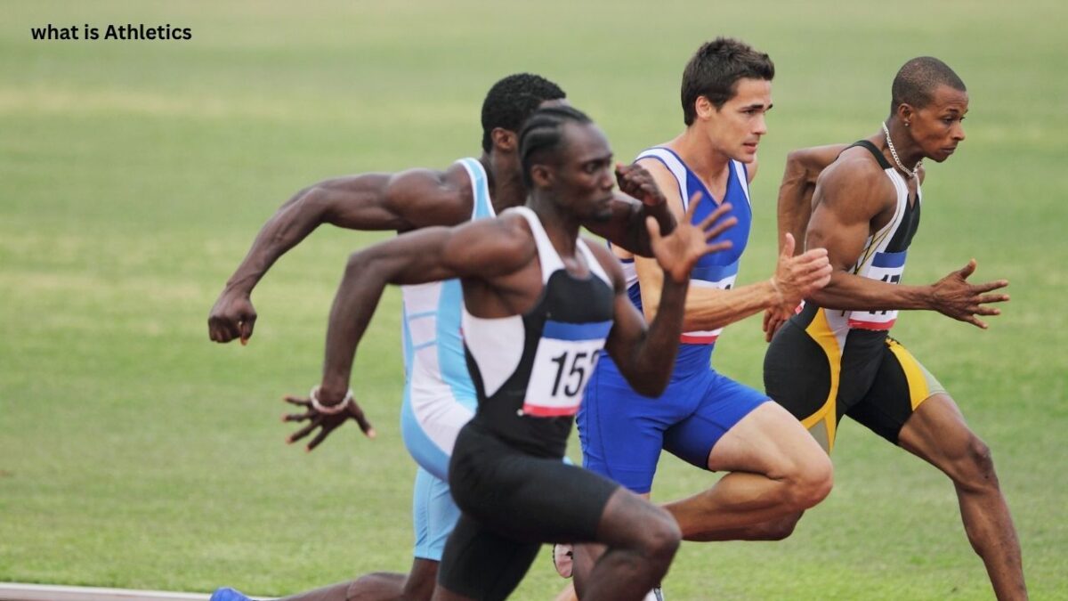 An athlete sprinting on a synthetic track demonstrating what is Athletics in modern sports competition